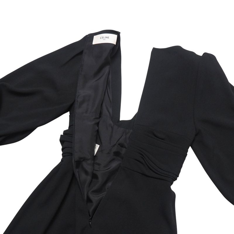 Celine Dress Size 36 V-neck Draped Dress Volume Sleeves Made In France 20251021