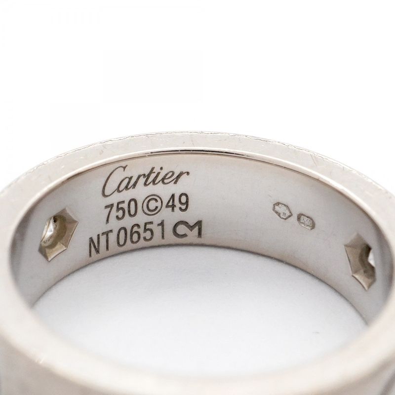 Cartier Ring Love 3PD 18K White Gold White Togo Old Diamond #49 Ladies