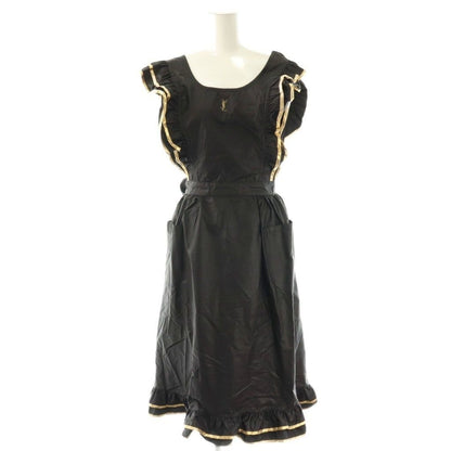 Saint Laurent Yves Apron Ruffle Logo Black Gold Color DF
