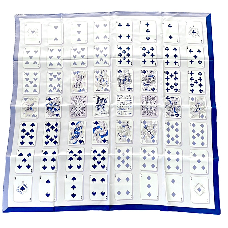 Hermes Scarf Carre 90 Silk Jeu De Cartes Trump Card Numbers Bandana Multicolor