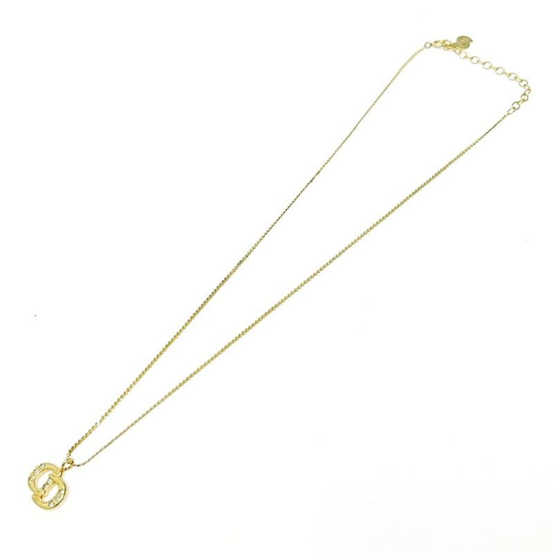 Christian Dior GP Rhinestone CD Logo Necklace Earring Set Gold 469960 Necklace