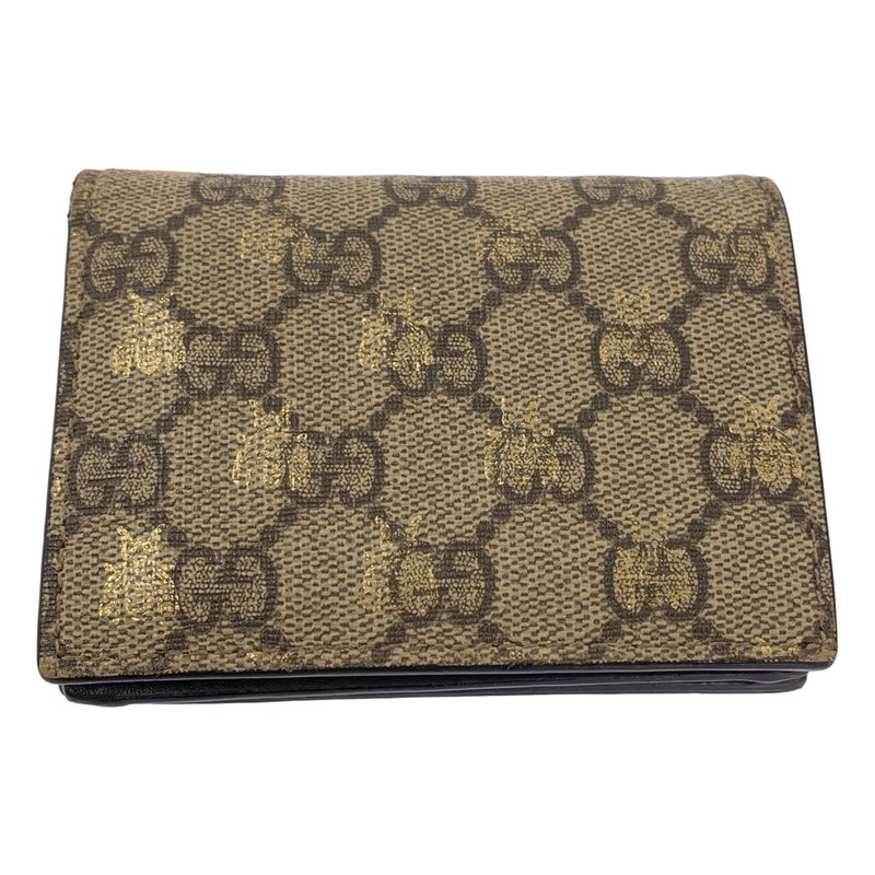 Gucci | 508757 Total Pattern Bee GG Supreme Compact Wallet Unisex | Beige |