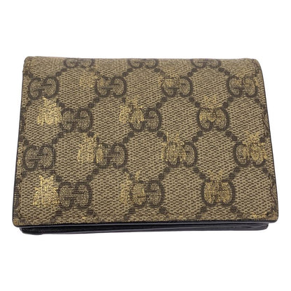 Gucci | 508757 Total Pattern Bee GG Supreme Compact Wallet Unisex | Beige |