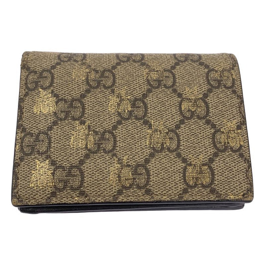 Gucci | 508757 Total Pattern Bee GG Supreme Compact Wallet Unisex | Beige |