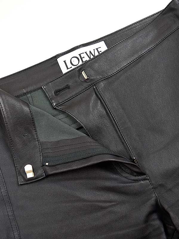 Loewe Lambskin Leather Pants Black 36