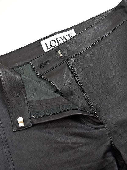 Loewe Lambskin Leather Pants Black 36