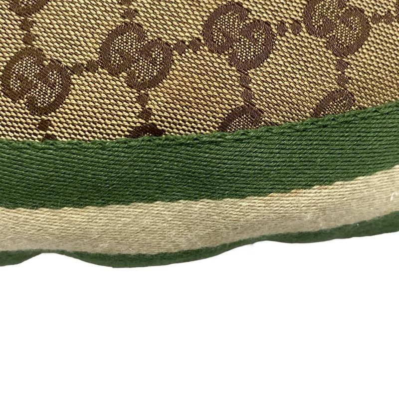 Gucci Shoulder Bag GG Patternbamboo 131036 Beige Dark Brown And Green Leather