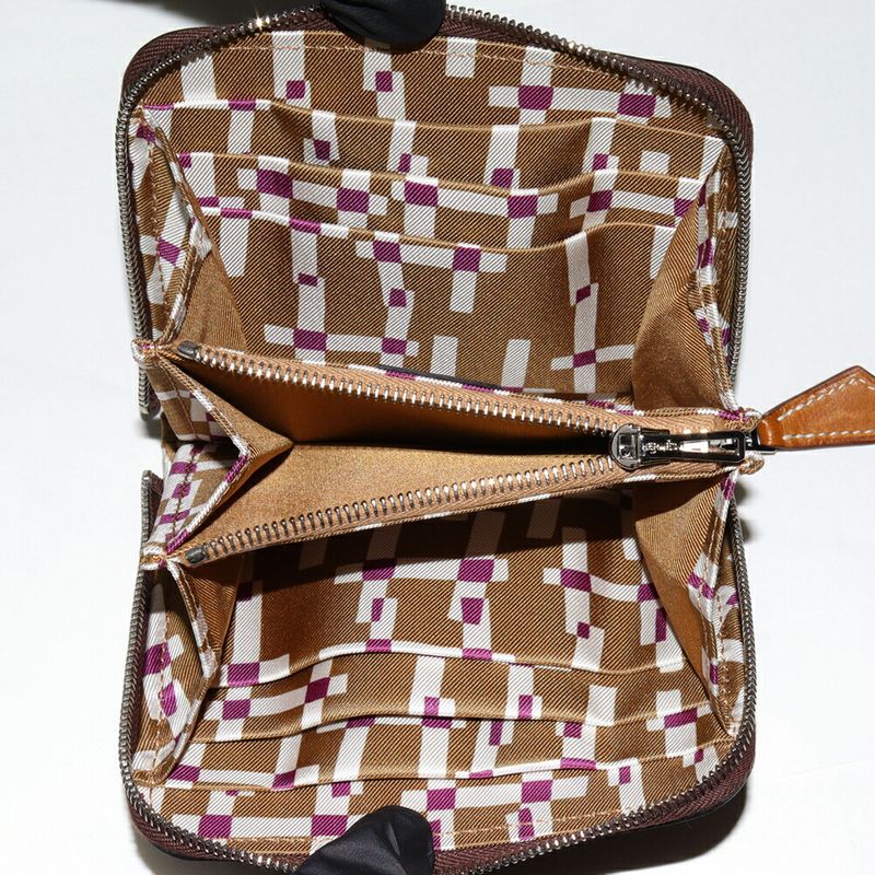 Hermes Coin Case Azap Compact Silk Quin Epson Rouge Serie Silver Hardware