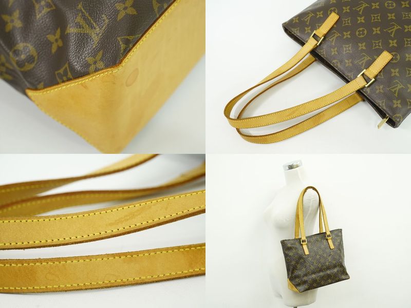 Authentic Louis Vuitton LV Cabas Piano Monogram Tote Bag Shoulder Bag Brown