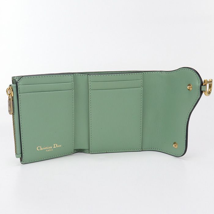 DIOR Lotus Wallet Saddle S5652 CCEH Tri-fold Wallet Leather Women's