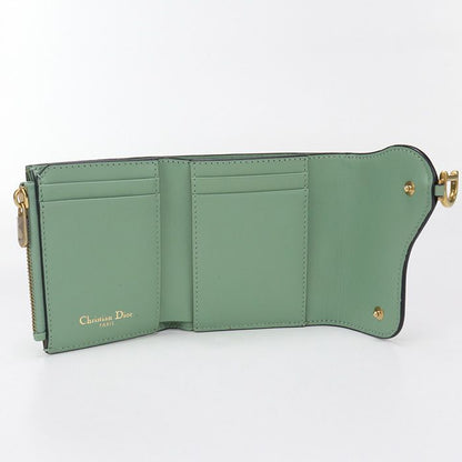 DIOR Lotus Wallet Saddle S5652 CCEH Tri-fold Wallet Leather Women's