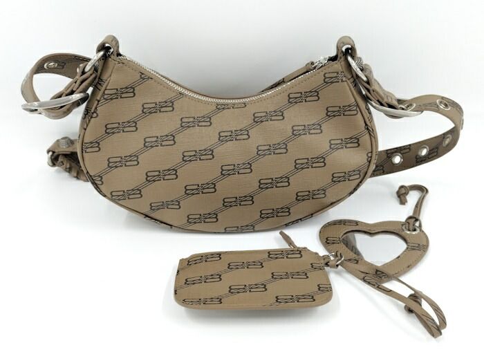 Balenciaga Shoulder Bag Le Cagor PVC Coated Brown 671309