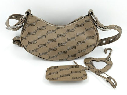 Balenciaga Shoulder Bag Le Cagor PVC Coated Brown 671309