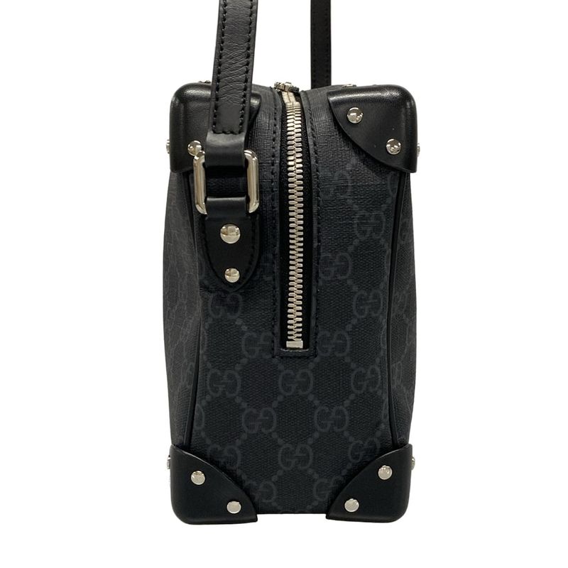 Gucci Shoulder Bag GG Plus GG Supreme 626363 Black And Dark Gray Leather