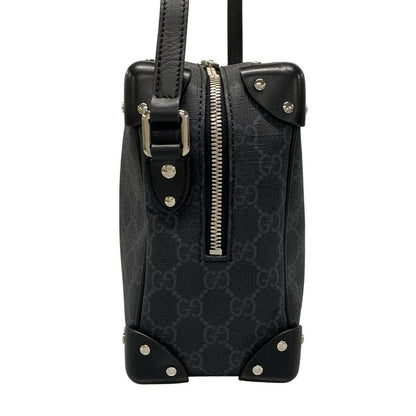 Gucci Shoulder Bag GG Plus GG Supreme 626363 Black And Dark Gray Leather