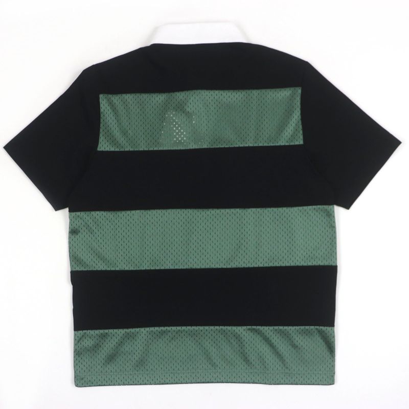  Fendi 2020 Faf630 Striped Logo Embroidery Mesh Short Sleeve Polo Shirt Green