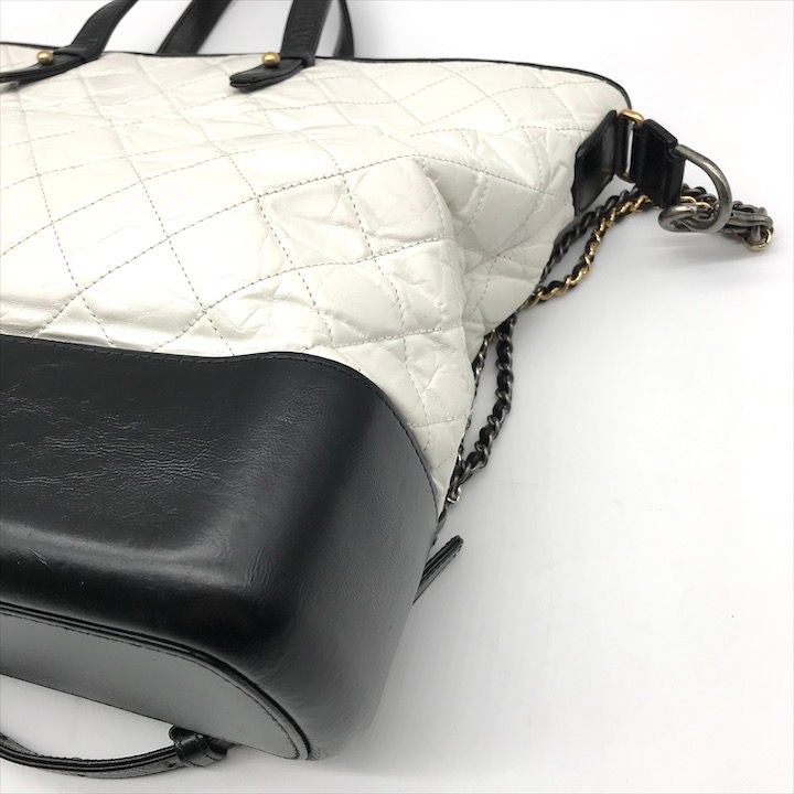 Chanel CC Logo Quilted Gabriel 2-Way White Bicolor Purse
