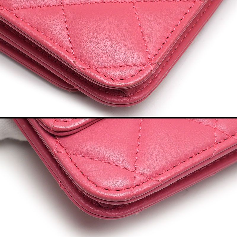 Chanel Matelasse Chain Wallet Pink Coco Mark