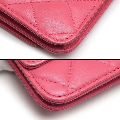Chanel Matelasse Chain Wallet Pink Coco Mark