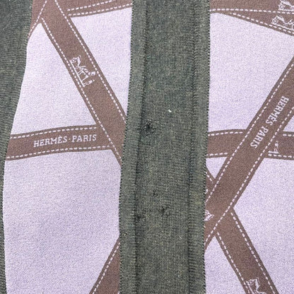 Hermes by Gaultier Ribbon Tape Silk Scarf Cashmere Knit Brown and Purple