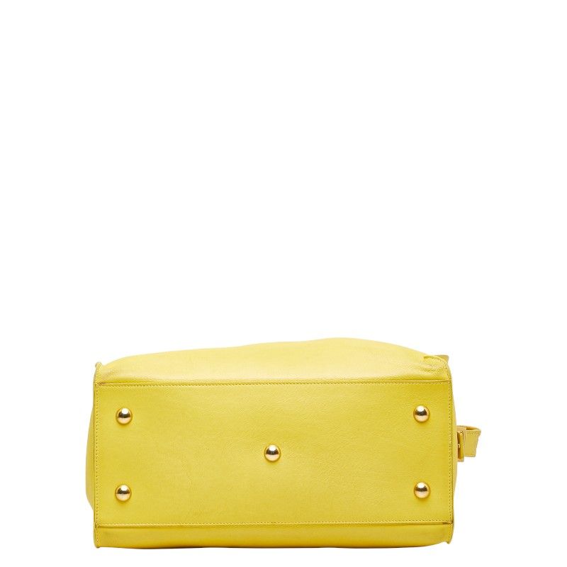 Saint Laurent Petit Cabas Y Line Handbag Shoulder Bag 2WAY Yellow Leather Women