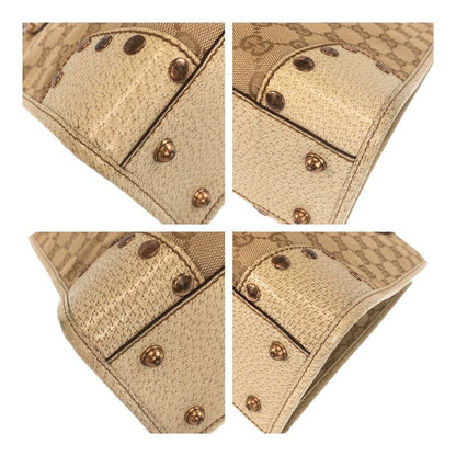 Gucci GG Canvas Studded Ivory Gold Hardware Canvas/leather 124260 Tote Bag