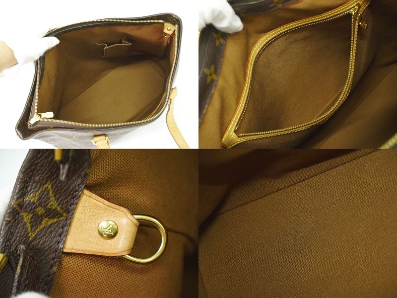 Authentic Louis Vuitton LV Cabas Mezzo Monogram Shoulder Bag Tote Bag Brown