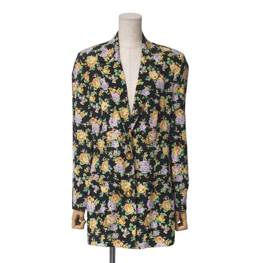 Versace Gianni Vintage Jacket 38 Floral Medusa Tailored Black Multicolor