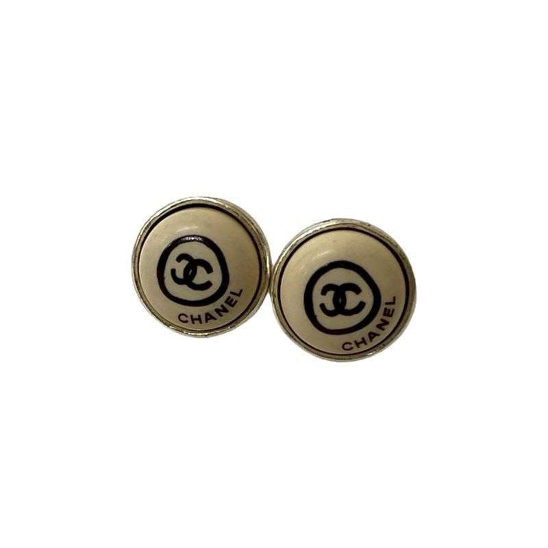 Chanel Vintage Coco Mark Motif Plated Earrings Accessories 00T