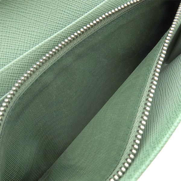 Prada Long Wallet Ribbon Flap Wallet Saffiano Leather Aqua Marina Silver
