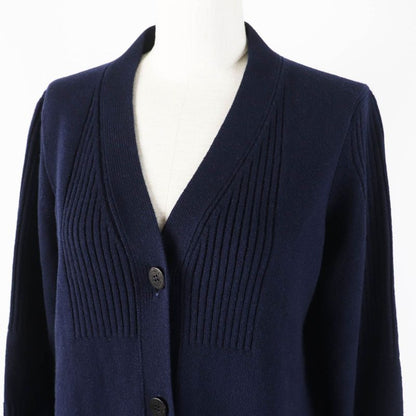 Hermes 21AW 100% Cashmere H Motif With Serie Buttons Long Cardigan Dark Navy