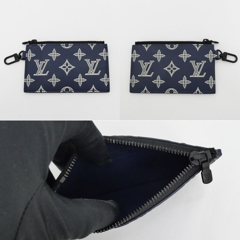 Louis Vuitton Monogram Shadow Gaston-wearable Wallet M83384 Navy-shoulde
