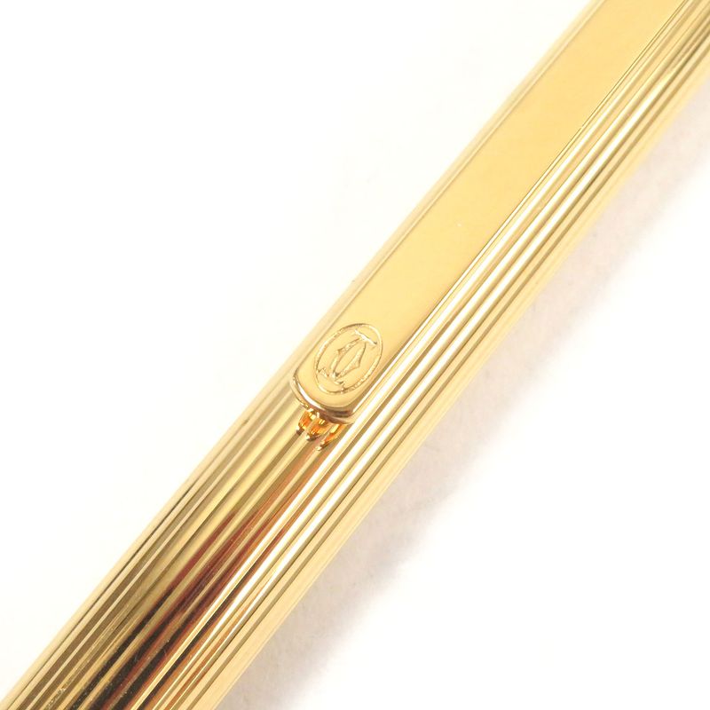 Cartier Must De Cartier Ballpoint Pen With Stripes Gold With Case Made In
