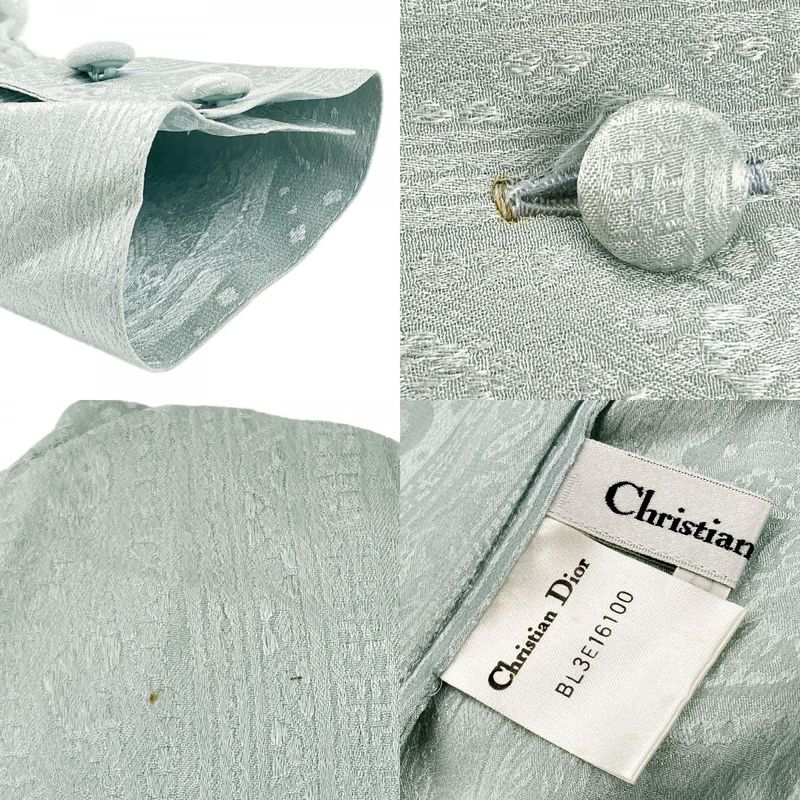 Christian Dior Blouse M Silk Mint Green Long Sleeve Total Apparel Women