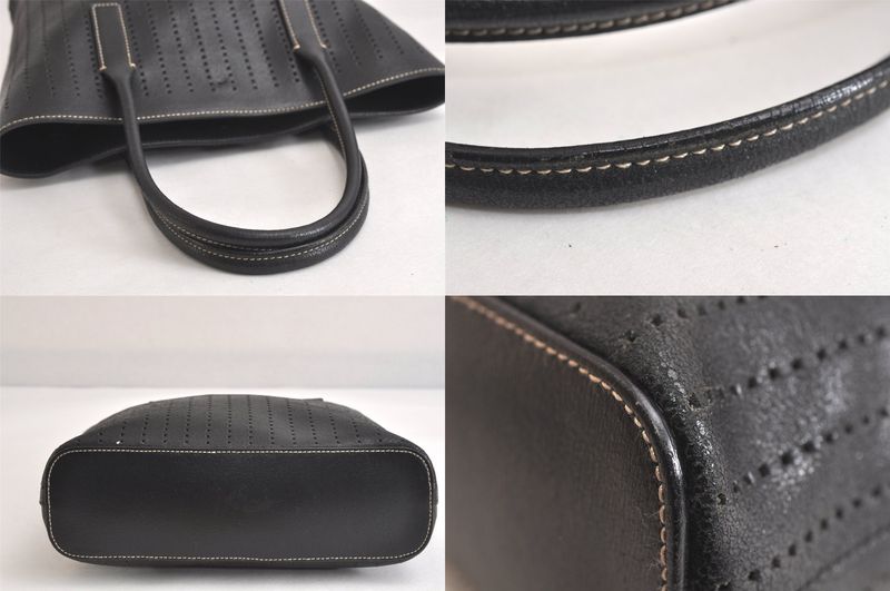 Prada Vintage Leather Hand Tote Bag Purse Black 3034n