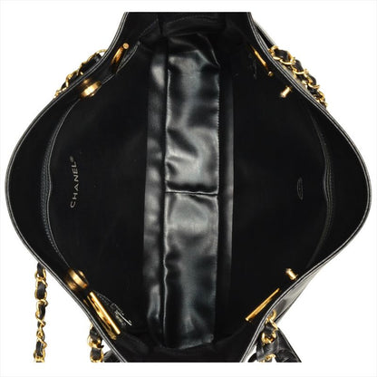 Chanel Shoulder Bag Black Gold Hardware Coco Mark Vintage Women