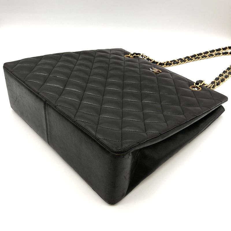 Chanel Matelasse Chain Shoulder Bag Tote Bag Coco Mark Vintage Lambskin Black