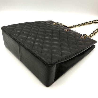 Chanel Matelasse Chain Shoulder Bag Tote Bag Coco Mark Vintage Lambskin Black