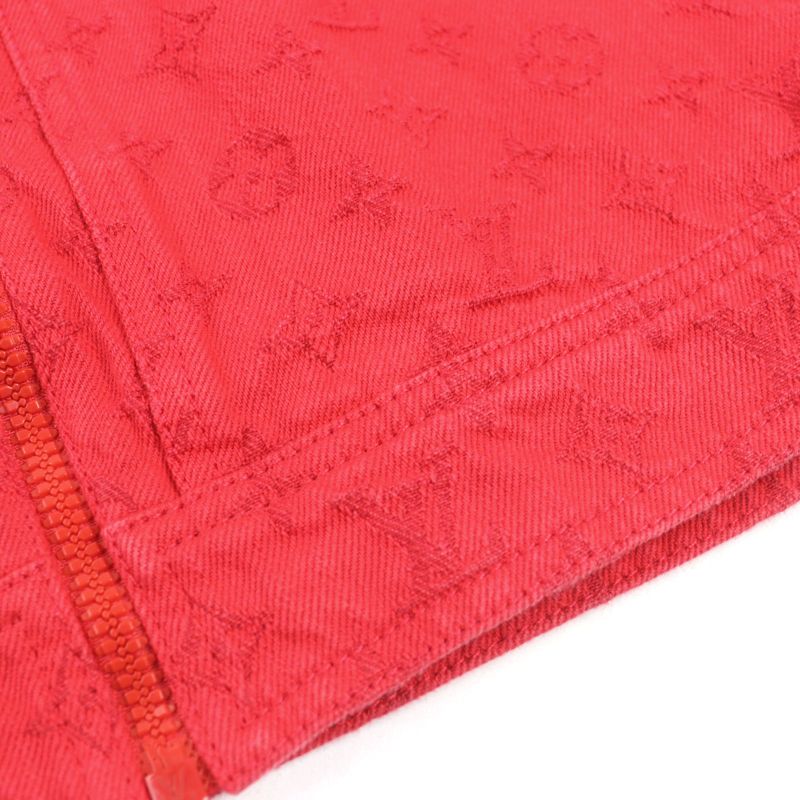 Louis Vuitton 19AW 1a5pdr 100% Cotton Monogram Stand Collar Zip Up Soft Denim