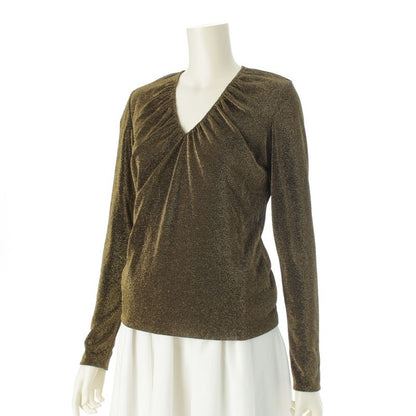 Gucci 2000 Tom Ford Period Lame V-neck Long Sleeves Top Cut And Sewn Gold 42