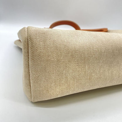 Hermes Herbag GM Canvas 2WAY With Attachable Key Shoulder Bag Ivory Ladies