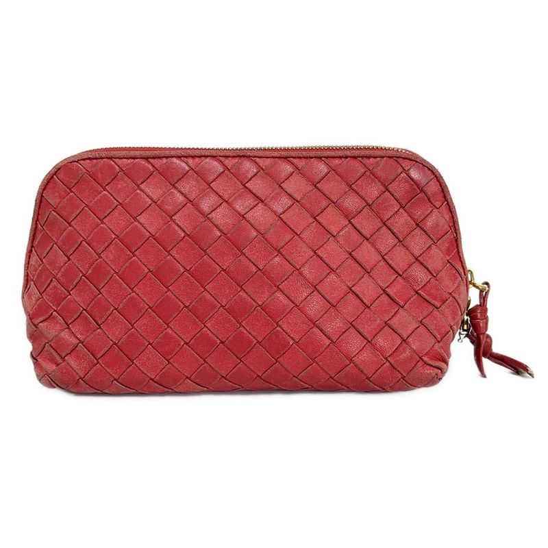 Bottega Veneta Pouch Intrecciato 132534 Red Leather
