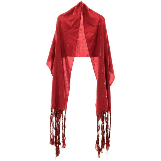 Gucci Wool Cashmere Fringe Shawl Red