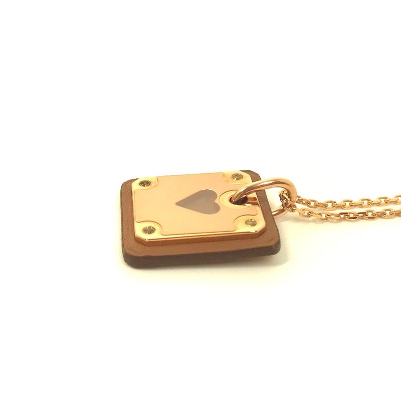 Hermes Necklace As De Coeur PM Metal Brown