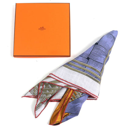 Hermes Triangle Jean Massin & Massin Cashmere Silk Blue Lavande / Miel / Gris