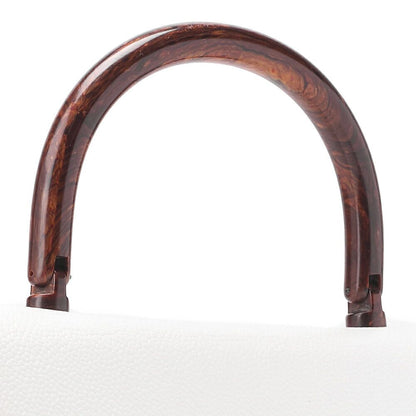 Chanel Handbag Turnlock Kelly Shape Wood Pattern Caviar Skin White With Gold