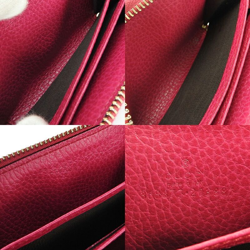 Gucci 368877 Round Zipper Coin Case Swing Zippy Zip ZIPP Pink Leather Cute