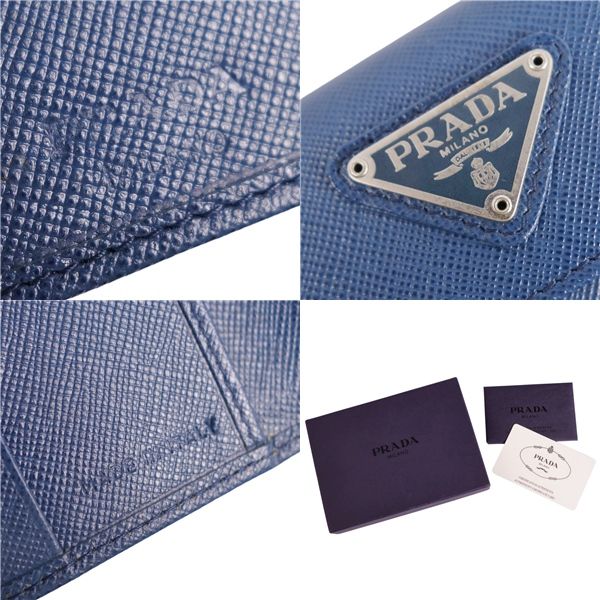 Prada Wallet Compact Wallet Triangle Leather