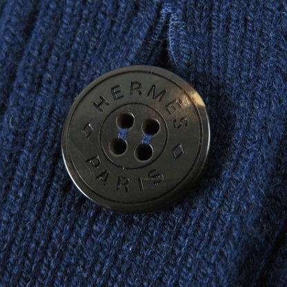 Hermes 21AW 100% Cashmere H Motif With Serie Buttons Long Cardigan Dark Navy
