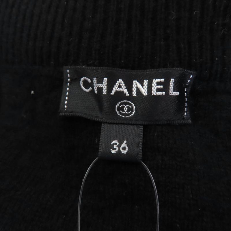 CHANEL 17B P57346k07533 Cashmere Coco Mark Button Knit Tight Skirt Black 36